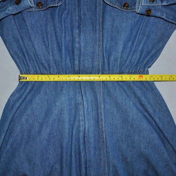 Vintage 90s Denim Long Sleeve Midi Dress Size 9/10 - Picture 9 of 10